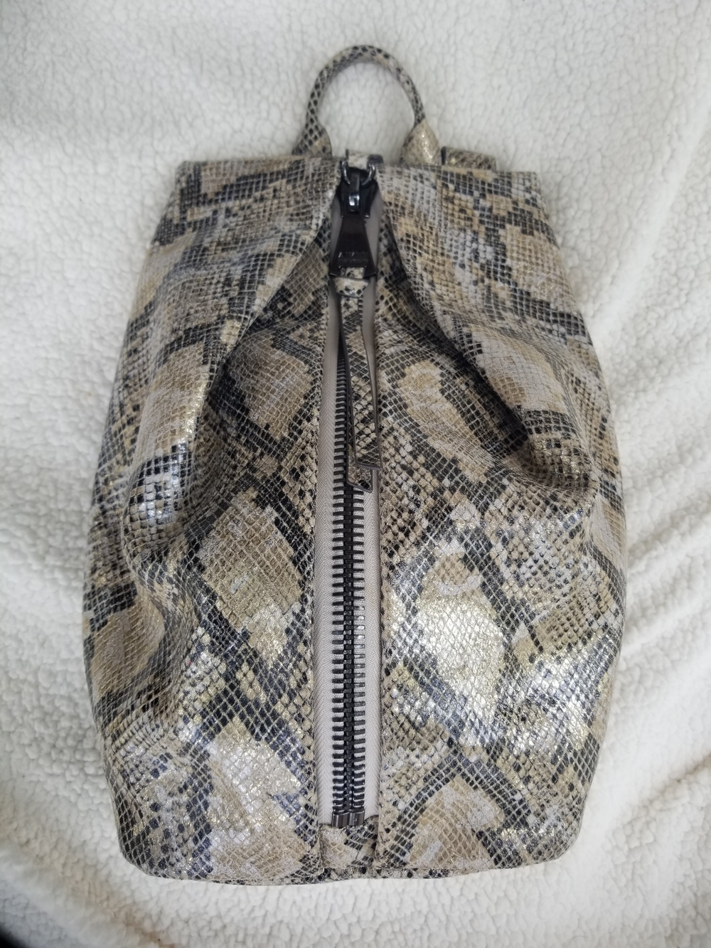 AIMEE KESTENBERG Snake-Print Tote in Beige, Black and Gold Tones - Picture 2 of 11